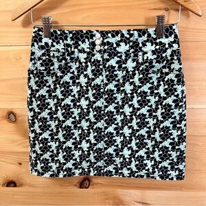 LOFT Navy/Blue/White Patterned Casual Mini Skirt Size 0 Petite